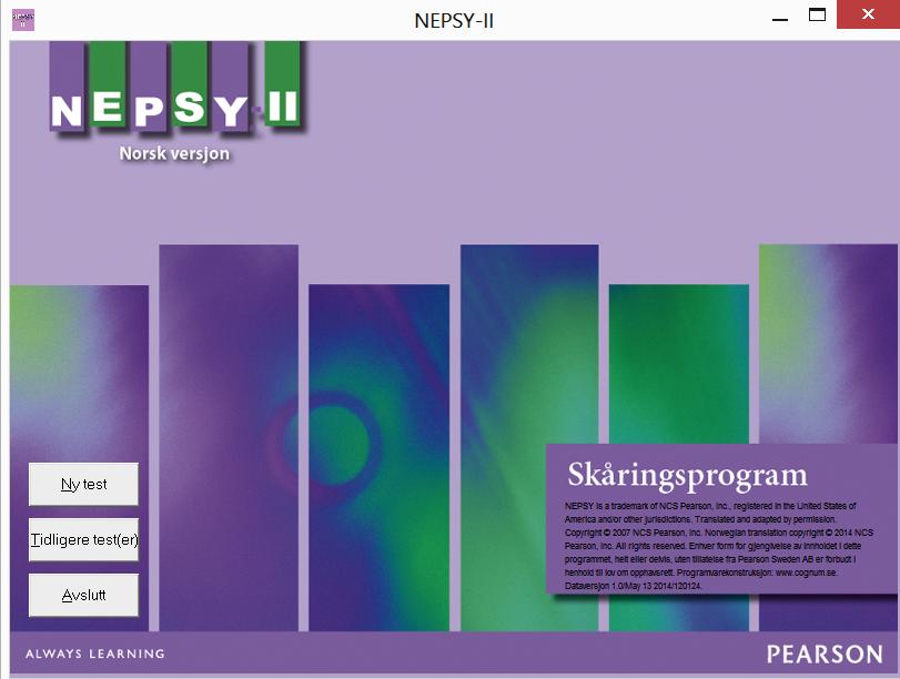 NEPSY-II Installasjonsveiledning og programvaremanual, versjon 1.