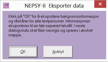 Eksporter data I programmet finnes det en funksjon for å eksportere data til en tekstfil, som senere kan åpnes i et statistikkprogram. Sortering Testprofilene sorteres i den rekkefølge de er tatt opp.