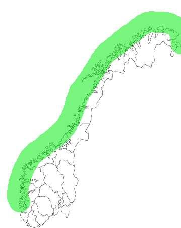 Vurdering Næringssalter: 1) Lav sannsynlighet for regional eutrofiering av vannmasser pga.