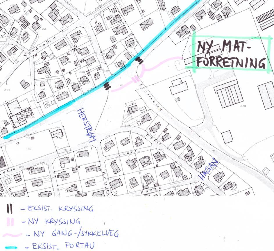 Side 10 av 21 3.2 Gangforbindelse fra boliger sør for forretningen En dagligvareforretning vil gi gående og syklende fra boligområdet vest for planområdet.