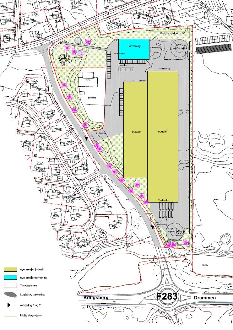 Side 20 av 21 LOKALISERING AV INNKJØRING OG SENTRALE AREALER I Figur 5-1 er gjeldende illustrasjonsplan for vist.