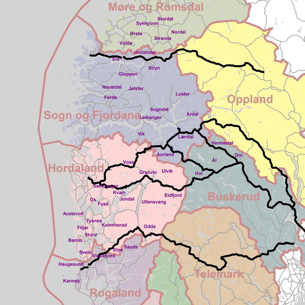 Avslutning Nesten alle regionane kan i prinsippet nytte alternative fjellovergangar.