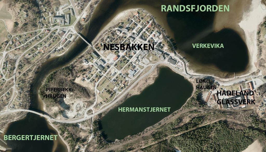 Side 2 av 8 Beskrivelse av saken Dagens situasjon Planområdet omfatter Nesbakken-halvøya med dagens sentrumsområder, Hermanstjern og Verkevika.