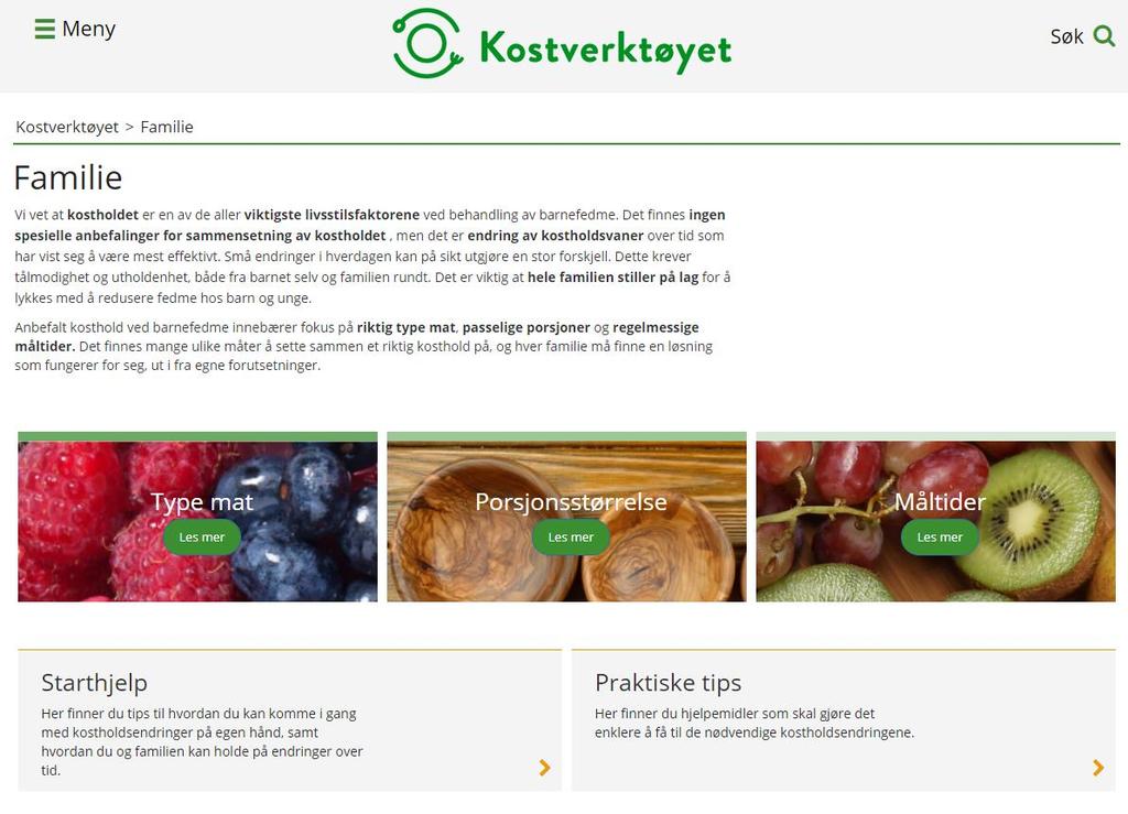 KOSTVERKTØYET - FAMILIE FAMILIE TYPE MAT KOSTSIRKELEN MATVAREDEKLARASJONER KOSEMAT NØKKELHULLET