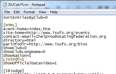 Skrive ut deltakerlister og startlister fra ISUCalcFS for publisering Endre.ini-filen for lettere opplasting til nett 1. Velg Special 2. Edit Ini file 3.