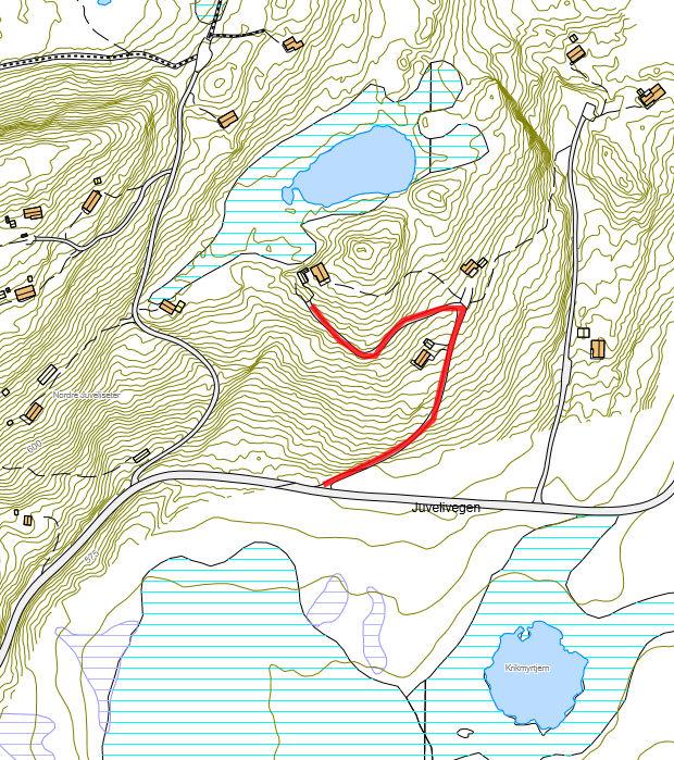 14: Adkomstveg for hytter fra Juvelivegen.