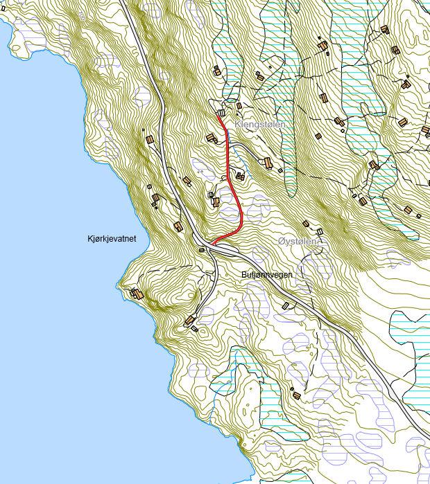 17: Veg fra Butjønnvegen til Klengstul.