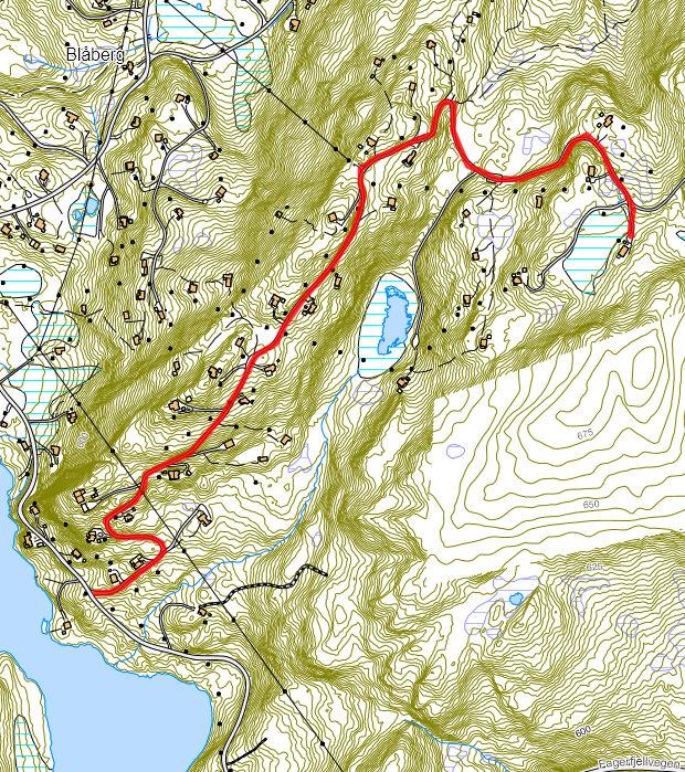 22 : Adkomstveg for hytter fra Blåbergvegen.
