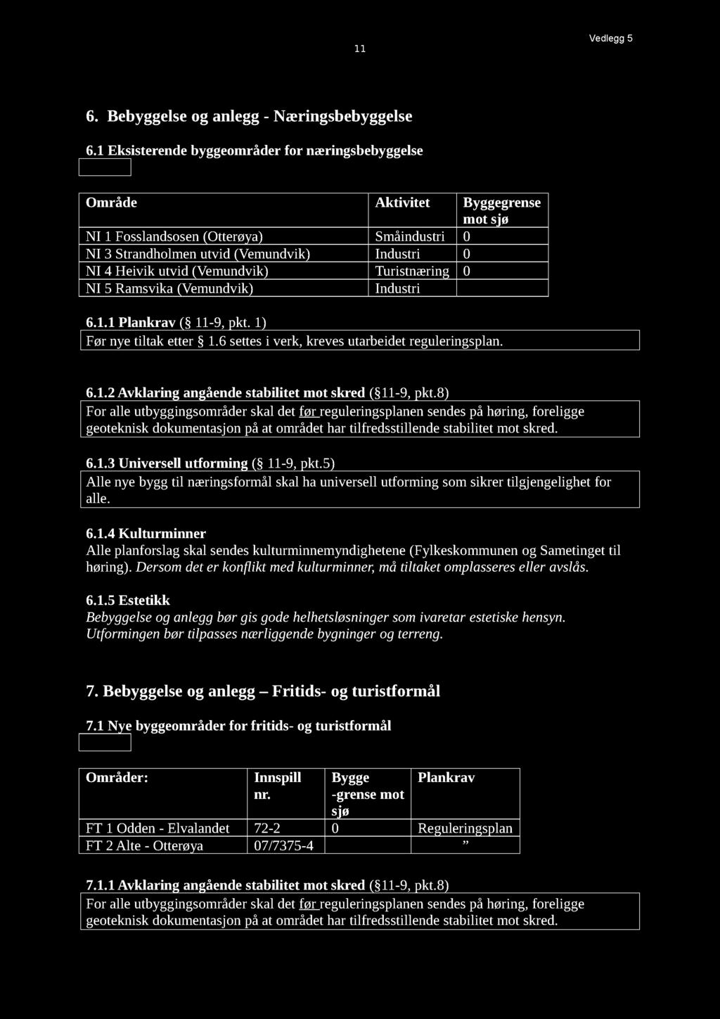 11 Vedlegg 5 6. Bebyggelseog anlegg- Næringsbebyggelse 6.