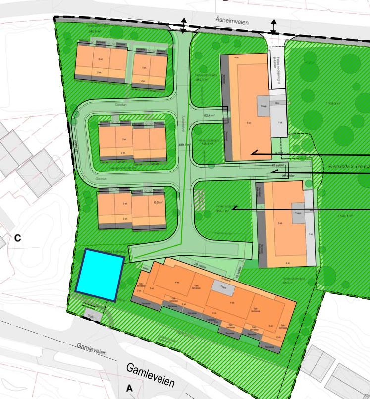 Figur 2 Nødvendig magasinvolum for tilbakeholdelse av overvann for nedbørstilfeller med 10 og 20 års gjentaksintervall.