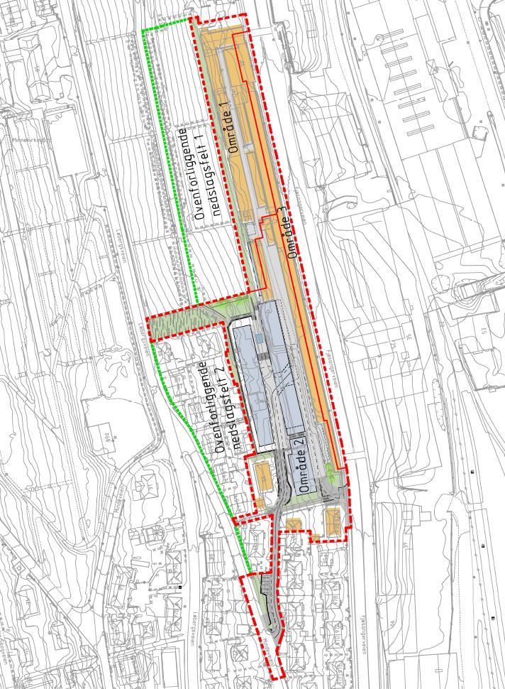 VA-rammeplan Reperbanen 9 Figur 2 Planområdet er vist med stiplet rød linje og de 3 områdene i