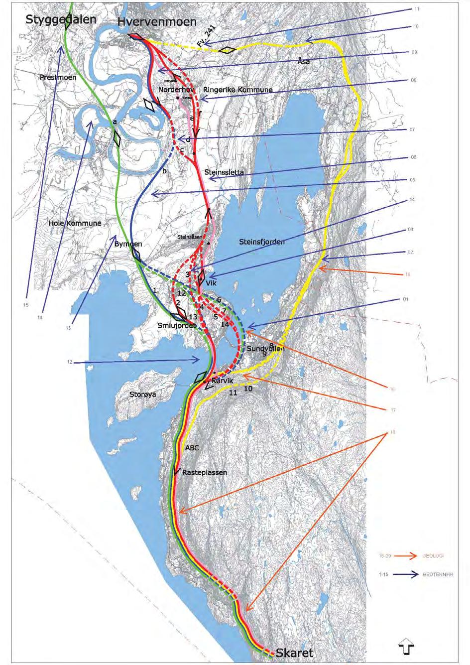 E16 Skaret Hønefoss: Konsekvensutredning 3-83 Figur 3-39: Kartet