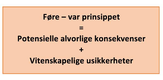 Denne definisjonen uttrykker at føre var - prinsippet skal gjelde når to kriterier er tilstede, og de er at konsekvensene av en arts utvikling, som da blir den gjeldende aktiviteten, kan være