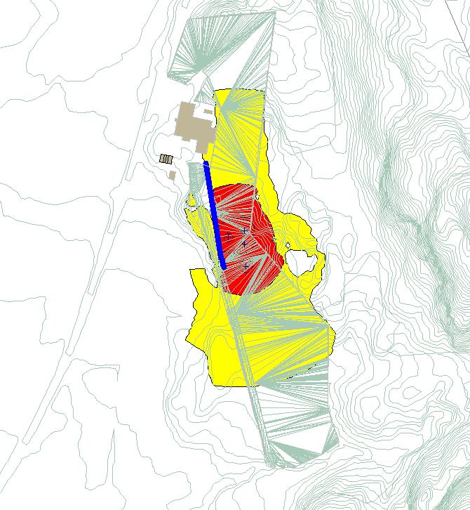 5 Oppsummering Figur 5: Støysonekart, L den vurdert opp mot kravene til grusverk. Nedre grense (gul) er 55 dba, rød sone er nivåer over 65 dba.