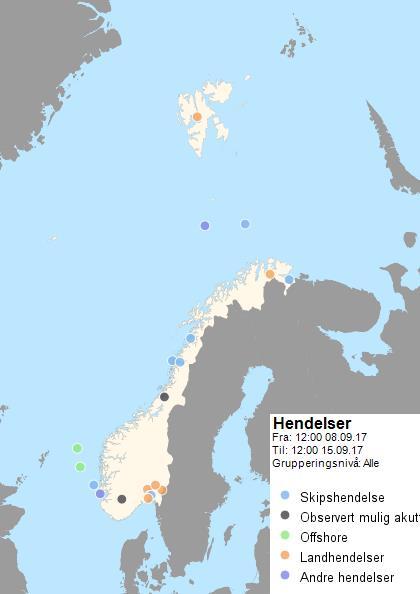 VAKTRAPPORT Tidsrom: 08.09.2017 12:00-15.09.2017 12:00 Antall registrerte hendelser (nye denne perioden): 36 Antall øvelser: 0 1.