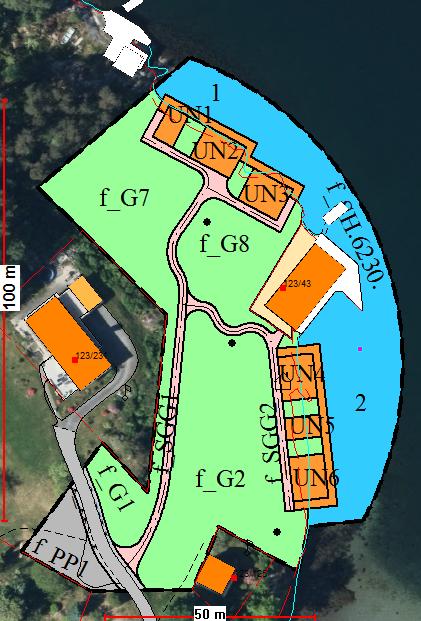 Arealstatus og strandsone I reguleringsplanen er området avsett til naust. Reguleringsplanen for deler av 123/44 m.fl naustområde Holmen, Uskedalen er vedtatt 22.06.2016.