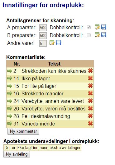 Innstillinger for Ordreplukk For å vise innstillingene for ordreplukk, trykker du på knappen «Vis innstillinger for ordreplukk».