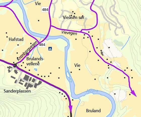 6.1.5 Frå Vievegen til Løland Soleide via hengebrua til Hagen - langs E39 tilbake til Kronborg (Brulandsvellene) Mykje nytta turveg via Soleide - kryssar Jølstra på hengebrua på Soleide.