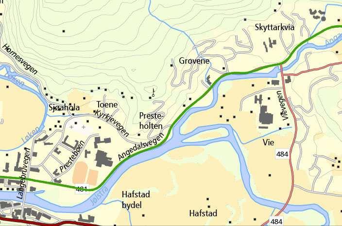 6.2.8 Angedalsvegen til Førde sentrum Sykkelrute i samsvar med Adhoc-utvalet sin hovedrute Skora Sentrum Naturleg vegval for syklande frå Slåtten, Skyttarkvia, Solvang, Grovene og Prestholten til