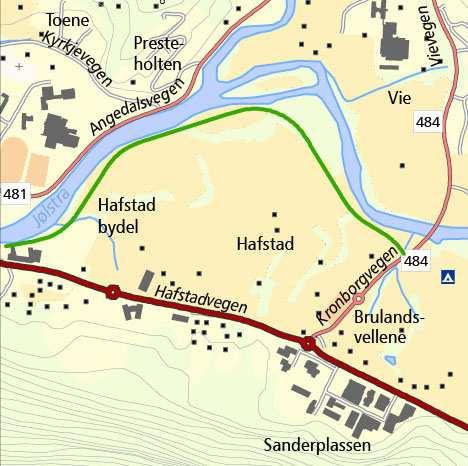 6.2.11 Frå Hafstadparken langs Jølstra sørside - til Kronborgvegen Sykkelrute mellom Hafstadparken og Blomreina.