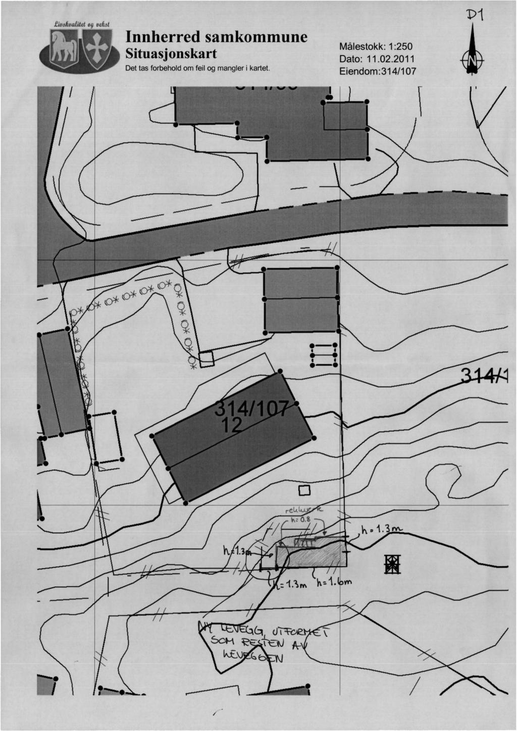 t.9 uebe Innherred samkommune Situasjonskart Det tas forbehold om feil og mangler i kartet.