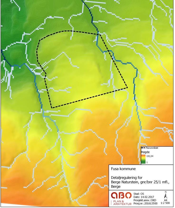 omkringliggande terreng og frå terrenget innanfor planområdet er gjennomført for å optimalisere plasseringa av sedimentbassenga.