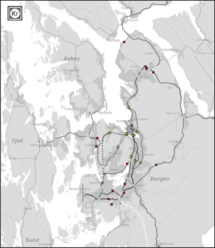 Ny bompengeordning Utvide bomringen med nye snitt i ytre bydeler og et bomsnitt i sentrum (totalt 7 nye snitt, 15 nye bomstasjoner) Følger av «nytteprinsippet», og er vurdert som et mer rettferdig