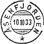 Stempel nr. 6 Type: SA Utsendt 13.10.1933 ÅSENFJORDEN Innsendt 07.11.