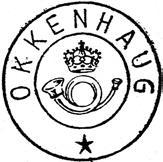 Brevhuset OKKENHAUG ble nedlagt fra 01.11.1960. Stempel nr. 1 Type: IV Utsendt 14.06.1900 265 Innsendt?