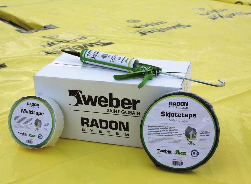Weber Radonsystem En radonsperre utgjør en luft- og diffusjonstett barriere som hindrer gjennomtrengning av radon.