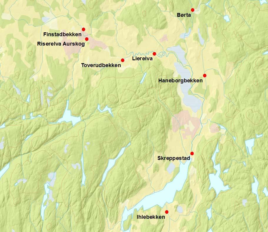 OVERSIKT OVER PRØVEPUNKTER Figur 1-4 gir en oversikt over alle prøvepunkter, med unntak av Rødenessjøen ved Ørje.