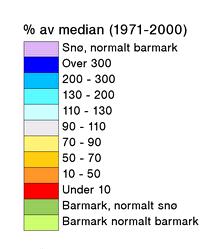 Figur 1.1.5 Berekna nedbørenergi pr veke i 2010, 2011 og 2012. GWh/uke. Kjelde: NVE GWh/ veke 7500 2010 2011 2012 Gj.sn. 1981-2010 5000 2500 0 1 14 27 40 Vekenr. 1.1.5 Snø Snøtilhøva ved utgangen av første kvartal 2011 og 2012 er vist i figur 1.