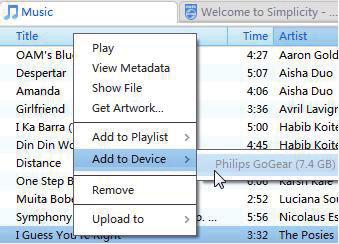 Importere musikkfiler I Philips Songbird går du til File (Fil) > Import Media (Importer medier) for å velge mapper på PCen. Musikkfiler legges til under Library (Bibliotek).