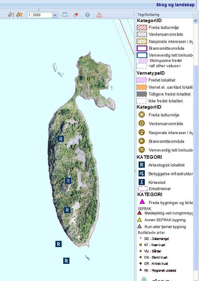 Ormøy (stamhuset Jarlsberg) Nøtterøy kommune 131 daa Gammel hustuft i nord Ingen hytter