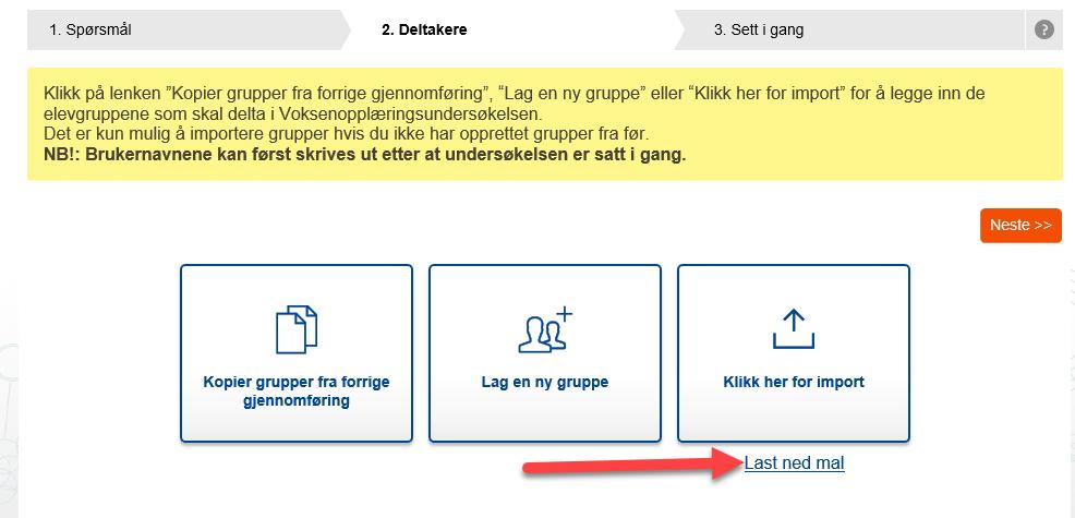 Alternativet til «Lag en ny gruppe» er «Klikk her for import».