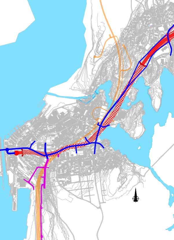 Lang tunnel over jernbanen Vurderte tekniske utfordringer: Kryssing