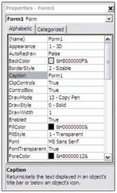 Properties (مشخ صات عناصر) پنجرۀ Form Layout (موف قي ت فرم هنگام اجرا در صفحه نمايش) شکل ۲ ۱۲ نوع شیء محتوا يا مقدار مشخصه نام