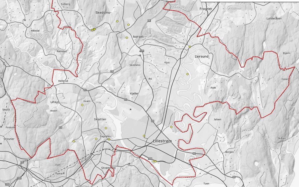 44 Figur 28: Innrapporterte forekomster av kjempespringfrø i Skedsmo kommune.