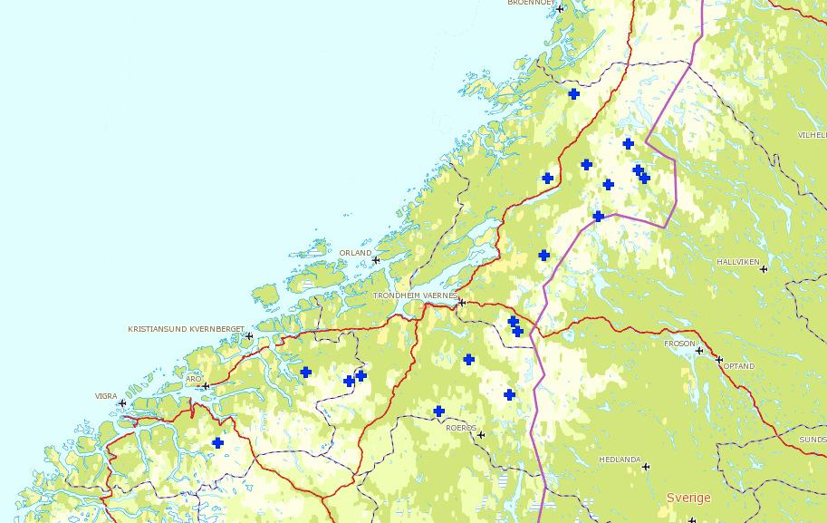 august 2013) mot 22 foregående år (11 i Nord- Trøndelag, 5 i Sør-Trøndelag og 5 i Møre og Romsdal).