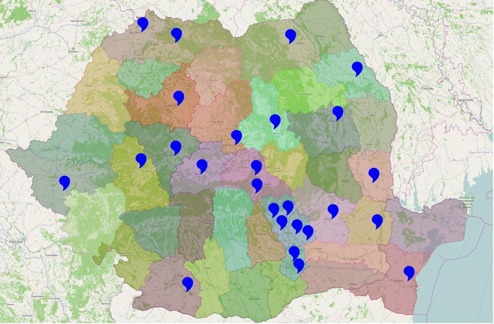 Miercurea Ciuc - 1 12. Bacau - 1 13. Braila - 1 14. Suceava 1 15. Oradea 1 16. Sibiu - 2 17. Bucurest Basarab 2 18. Campina - 1 19.