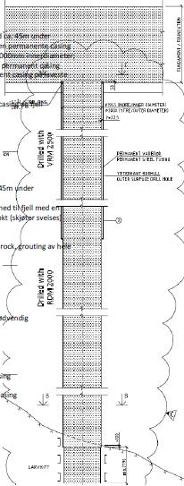 Utført peleløsning i akse 7 page 18 Leffercasing, d=2200 mm, boret til ca.