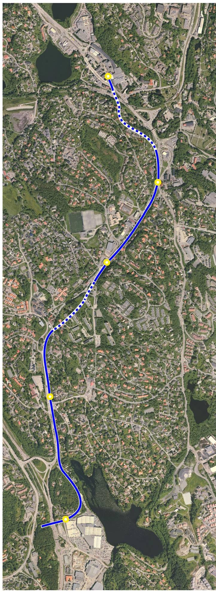 Byggetrinn 2 Nesttun Hardanger veien Bybane fra Nesttun terminal til Lagunen 3,6 km Deler av dagstrekningen i Fanavegen ny vei etableres To tunneler 7 broer 5