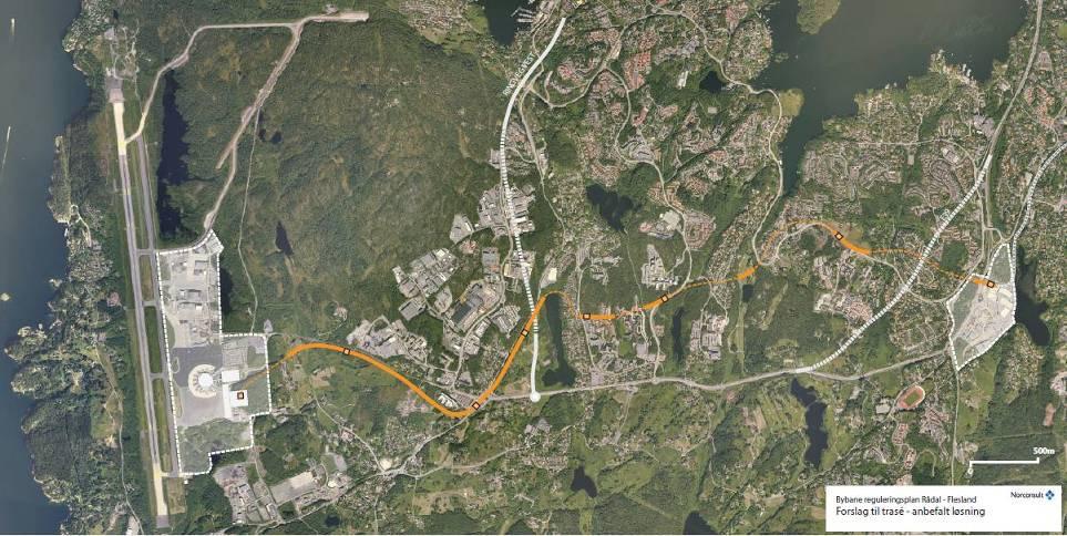 Flesland Regulering pågår Trasevurderinger på bakgrunn av KDP 1.