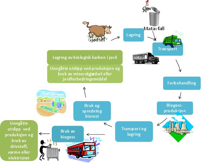 Figur 6. Illustrasjon av en biogass verdikjede.