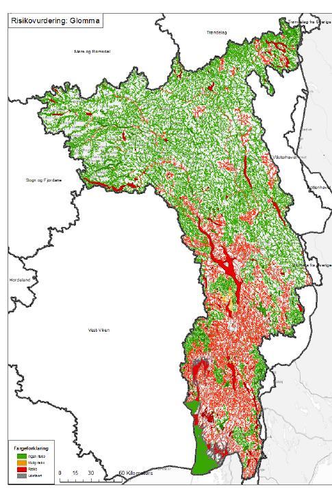 Vannområde Glomma Ingen risiko Risiko Vannområde Mjøsa