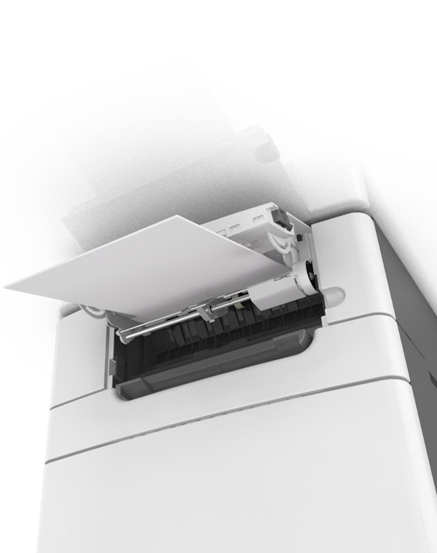 Fjerne fastkjørt papir 120 4 Juster papirføreren slik at den så vidt berører