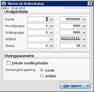 7.2 Ordrestatus Rapporten lister ut ordrestatus.