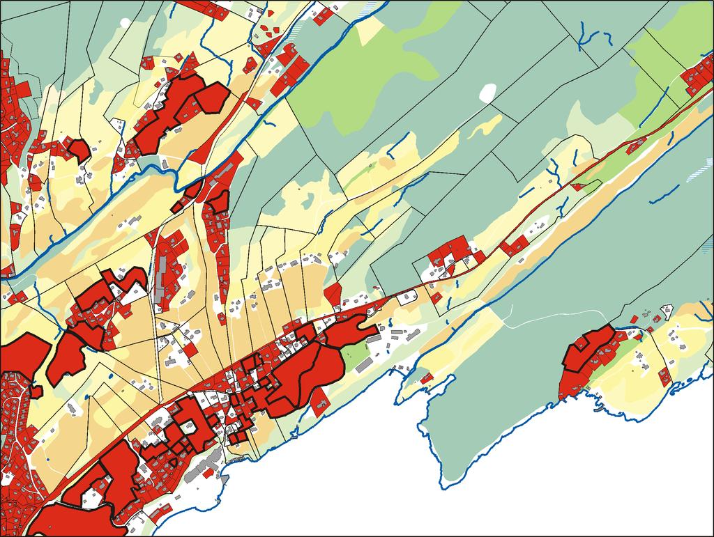 Scenario 2: Sentrumsorientert fortetting : - basert på fortetting i område der det er noko busetnad frå før.