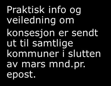 Praktisk info og veiledning om konsesjon er sendt ut