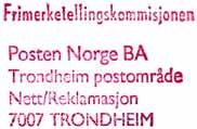 Hovedpostkontoret Trondheim Adminitrative enheter Del K - Kontorstempler Stempel nr. K 01 Tekst: 6. postdistrikt Farge: Blå 7000 Trondheim Størrelse: 31 x 8 mm Tidligste registrering: 05.01.1987 IWR Seneste registrering:?